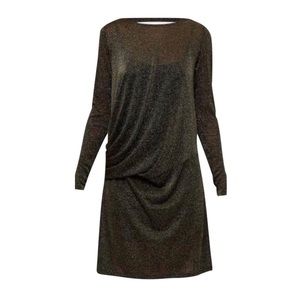 NWT - Black/Gold Ethia Sparkle Lurex Layered Dress